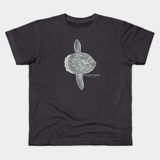 Ocean Sunfish with Common and Scientific Names - fish drawing Kids T-Shirt